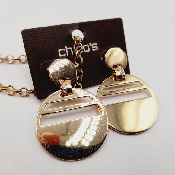 Chico’s Openwork Pendant Necklace & Matching Post Earrings Jewelry Set - Picture 4 of 7